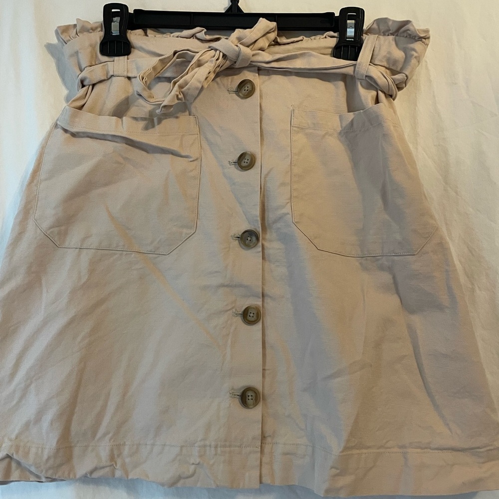 Loft Khaki Button-Front Skirt